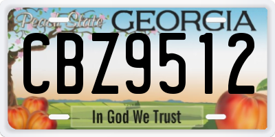 GA license plate CBZ9512
