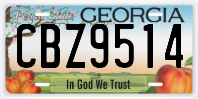 GA license plate CBZ9514