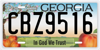 GA license plate CBZ9516