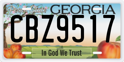 GA license plate CBZ9517
