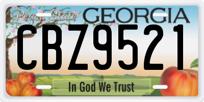 GA license plate CBZ9521