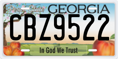 GA license plate CBZ9522