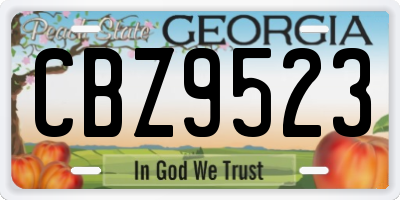 GA license plate CBZ9523