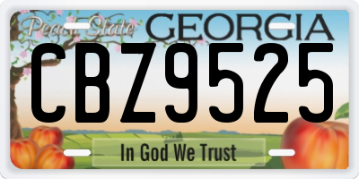 GA license plate CBZ9525