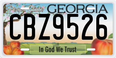 GA license plate CBZ9526