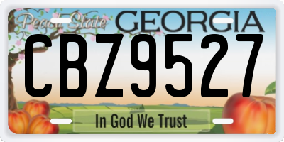GA license plate CBZ9527