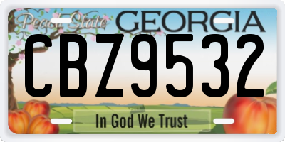 GA license plate CBZ9532