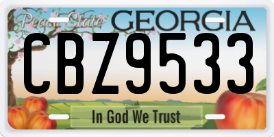 GA license plate CBZ9533