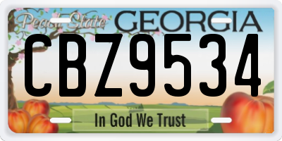 GA license plate CBZ9534