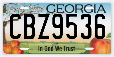 GA license plate CBZ9536