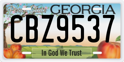 GA license plate CBZ9537