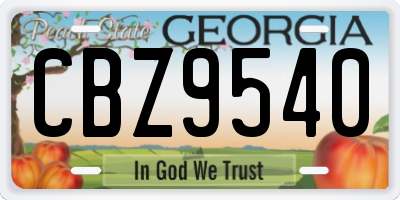 GA license plate CBZ9540