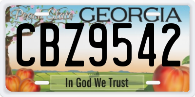 GA license plate CBZ9542