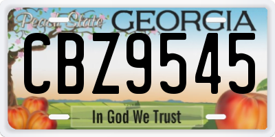 GA license plate CBZ9545