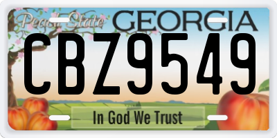 GA license plate CBZ9549