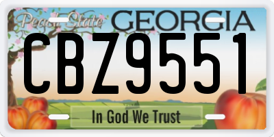 GA license plate CBZ9551