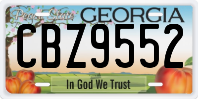 GA license plate CBZ9552