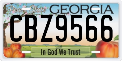 GA license plate CBZ9566