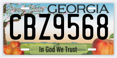 GA license plate CBZ9568