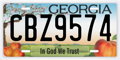 GA license plate CBZ9574