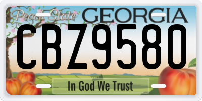 GA license plate CBZ9580