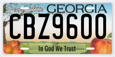 GA license plate CBZ9600