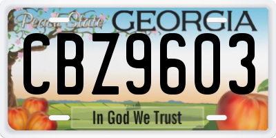 GA license plate CBZ9603