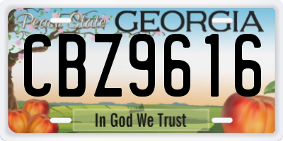 GA license plate CBZ9616