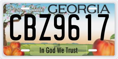 GA license plate CBZ9617