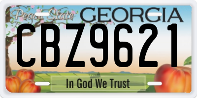 GA license plate CBZ9621