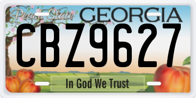 GA license plate CBZ9627