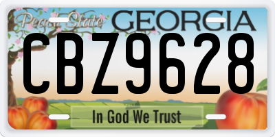 GA license plate CBZ9628