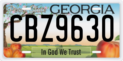 GA license plate CBZ9630