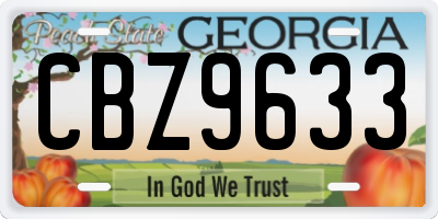 GA license plate CBZ9633