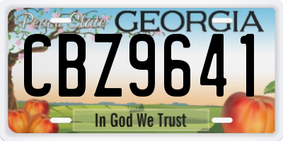 GA license plate CBZ9641