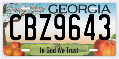 GA license plate CBZ9643