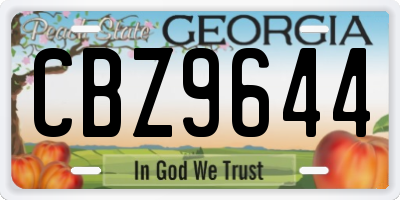 GA license plate CBZ9644