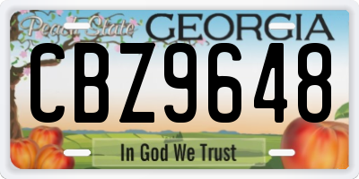 GA license plate CBZ9648