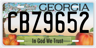 GA license plate CBZ9652