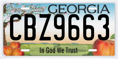 GA license plate CBZ9663