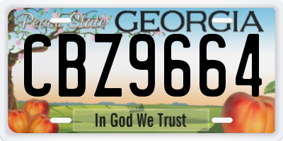 GA license plate CBZ9664
