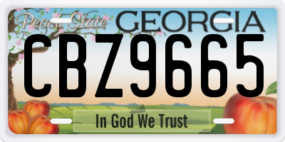 GA license plate CBZ9665