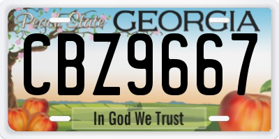GA license plate CBZ9667