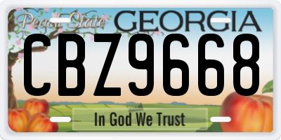 GA license plate CBZ9668