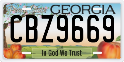 GA license plate CBZ9669