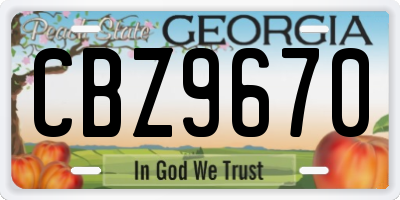 GA license plate CBZ9670
