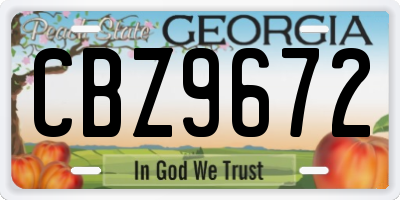 GA license plate CBZ9672