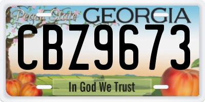 GA license plate CBZ9673