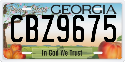GA license plate CBZ9675