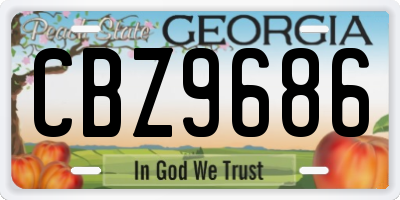 GA license plate CBZ9686